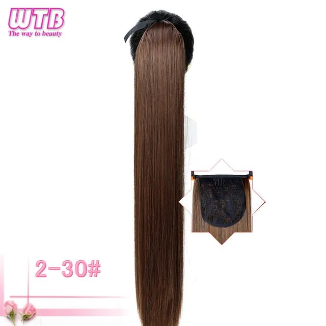 Ponytail Hairpieces WTB Long Silky Straight Drawstring  Clip In Hair Tail