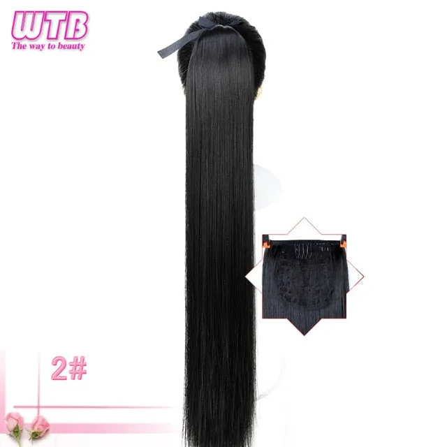 Ponytail Hairpieces WTB Long Silky Straight Drawstring  Clip In Hair Tail