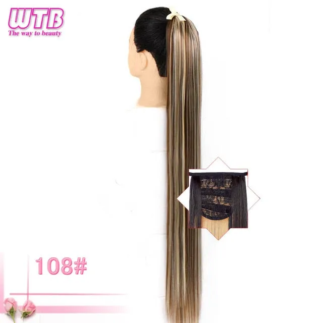 Ponytail Hairpieces WTB Long Silky Straight Drawstring  Clip In Hair Tail