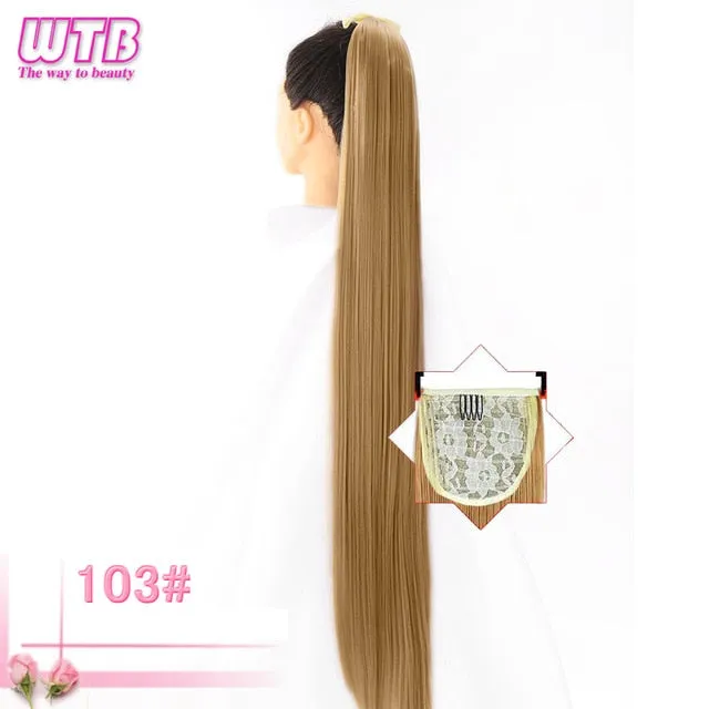Ponytail Hairpieces WTB Long Silky Straight Drawstring  Clip In Hair Tail