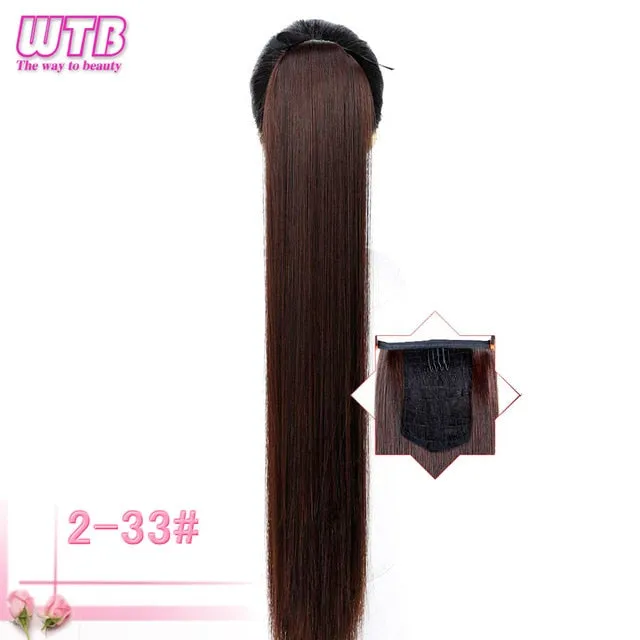 Ponytail Hairpieces WTB Long Silky Straight Drawstring  Clip In Hair Tail