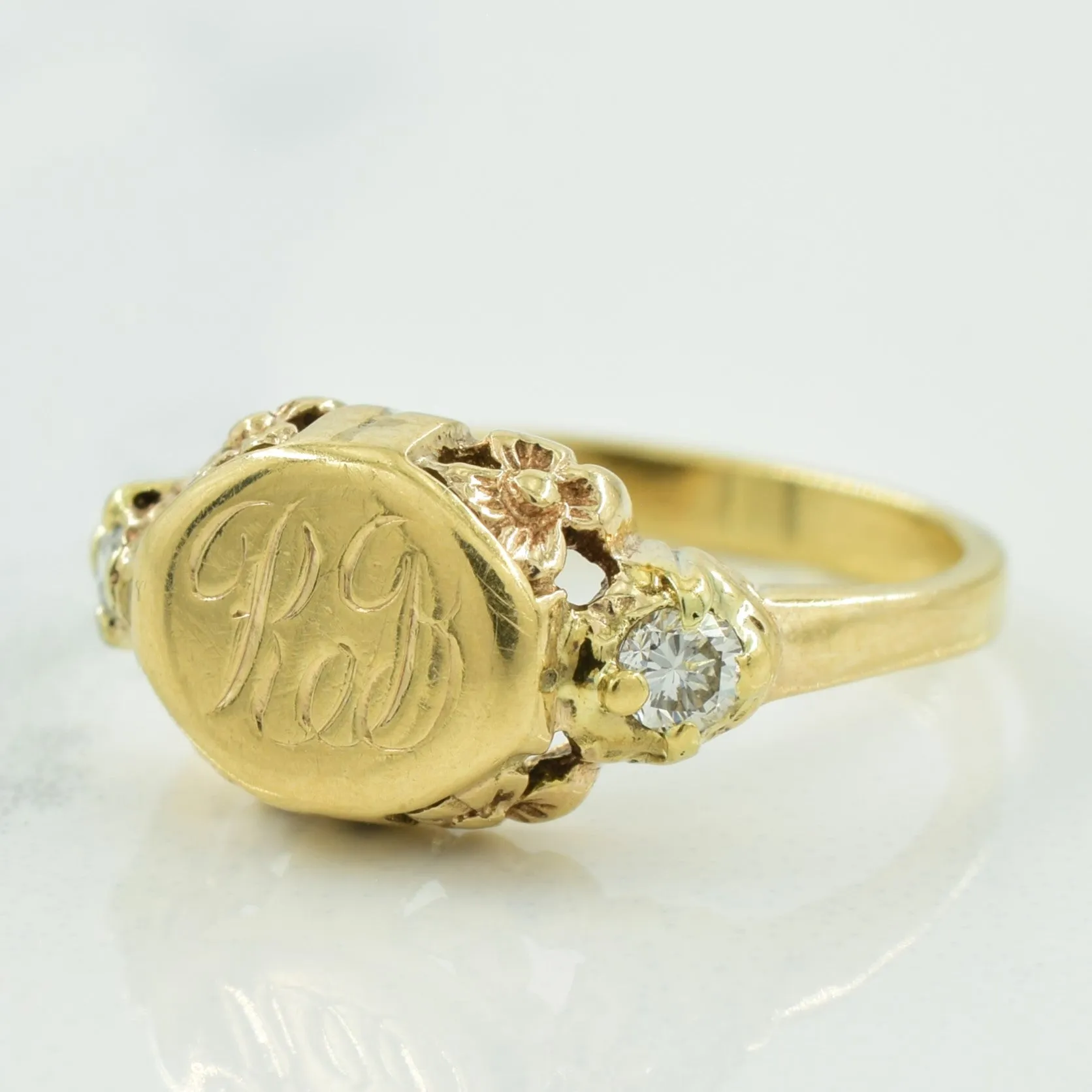 'RB' Initialed Diamond Ring | 0.08ctw | SZ 3.5 |