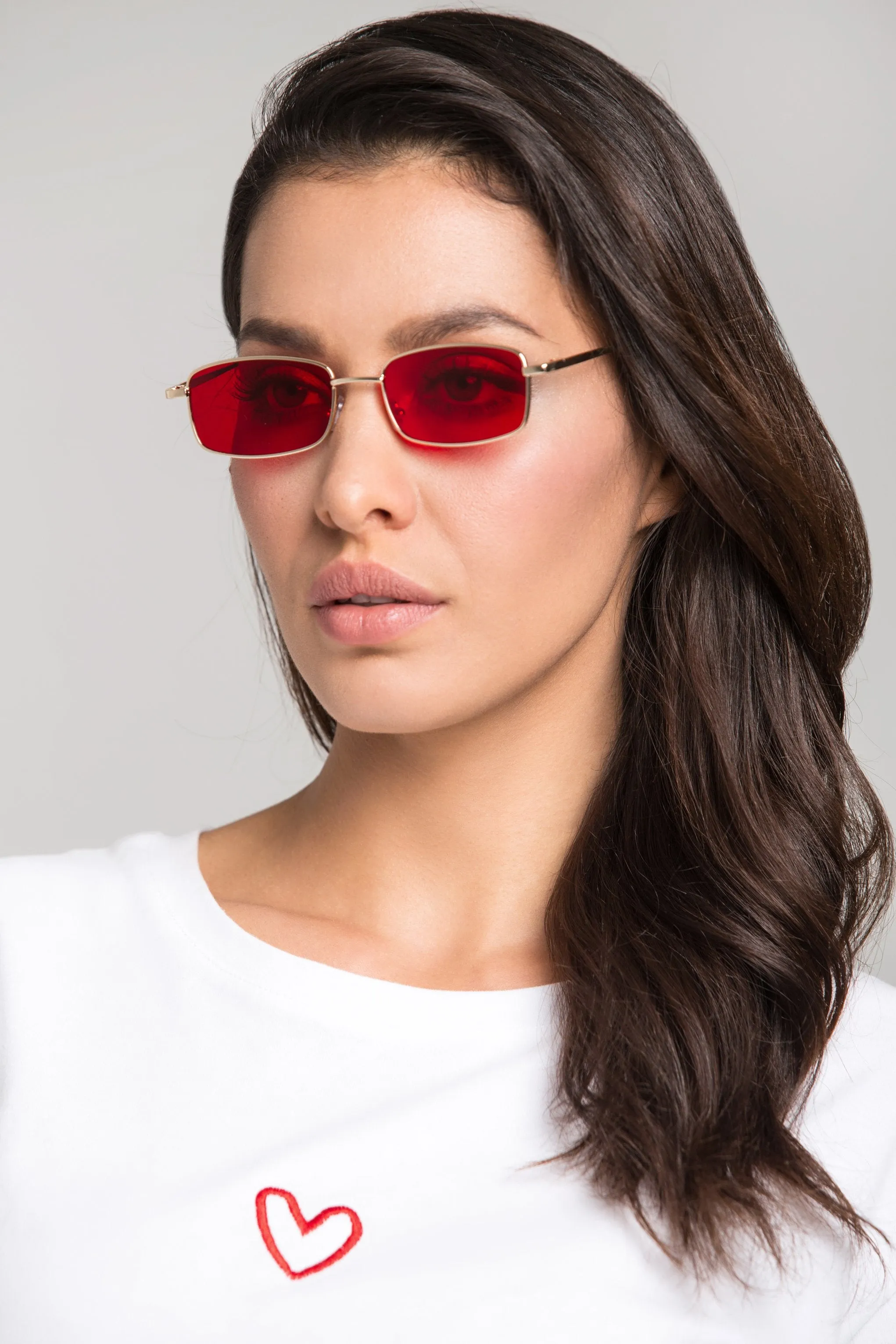 Red Square Slim Vintage Sunglasses