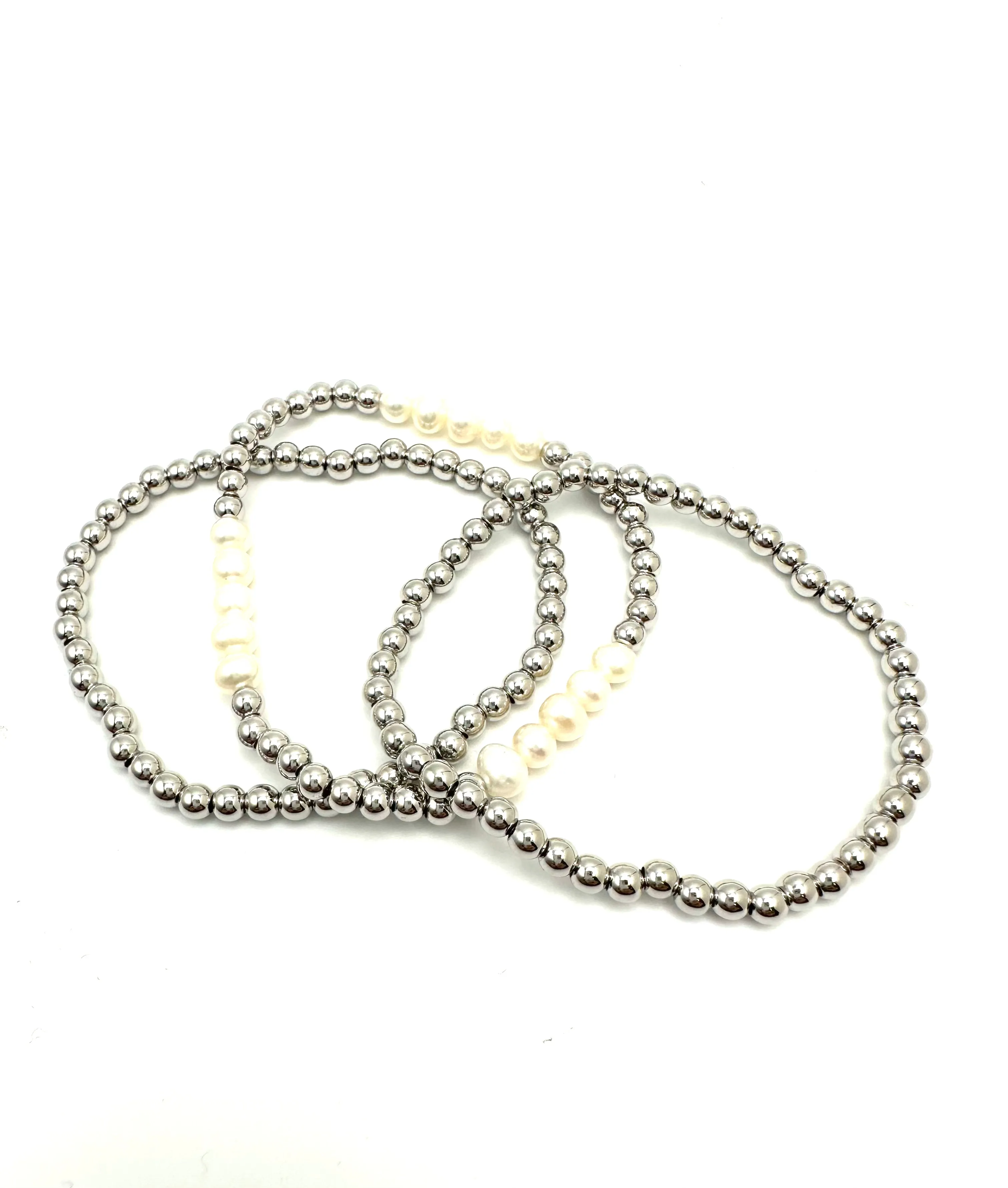 Silver and Pearl Beaded Stack