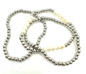 Silver and Pearl Beaded Stack