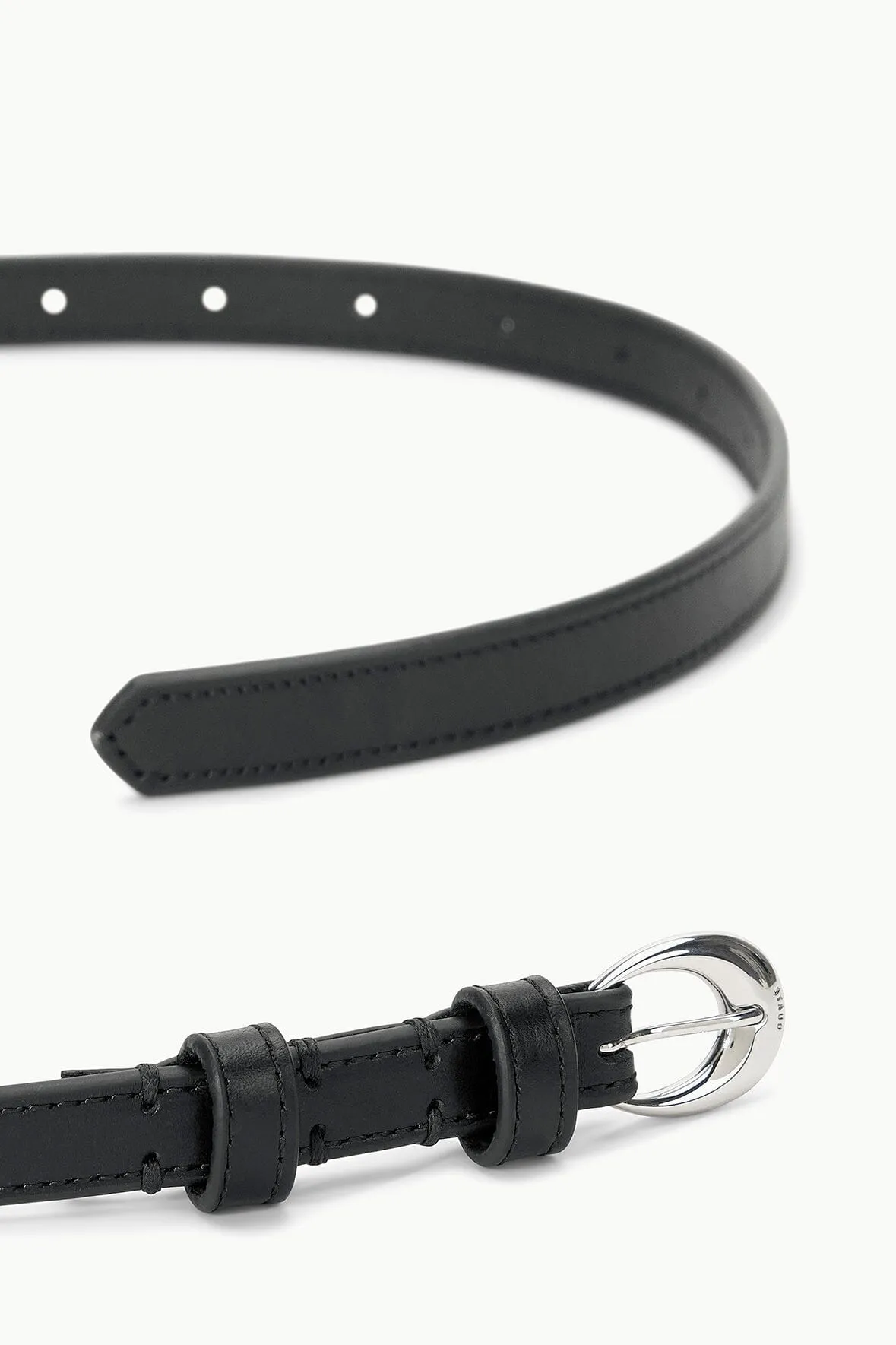 SLIM MOON BUCKLE BELT - 13MM | BLACK SILVER