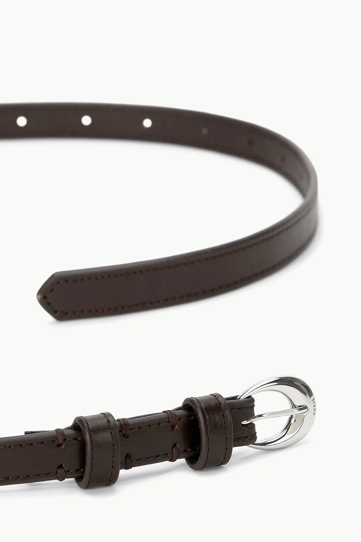 SLIM MOON BUCKLE BELT - 13MM | MAHOGANY SILVER