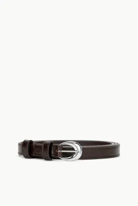 SLIM MOON BUCKLE BELT - 13MM | MAHOGANY SILVER