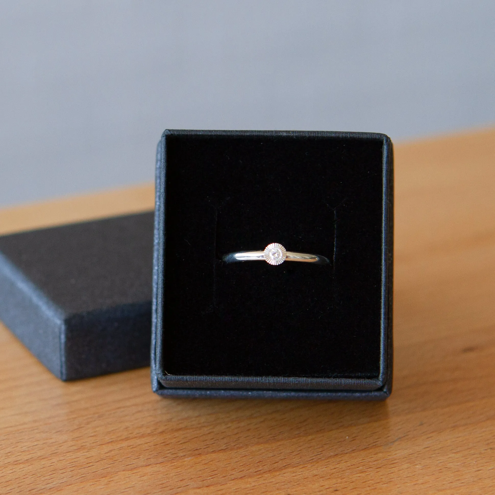Small Aurora Diamond Stacking Ring in Silver