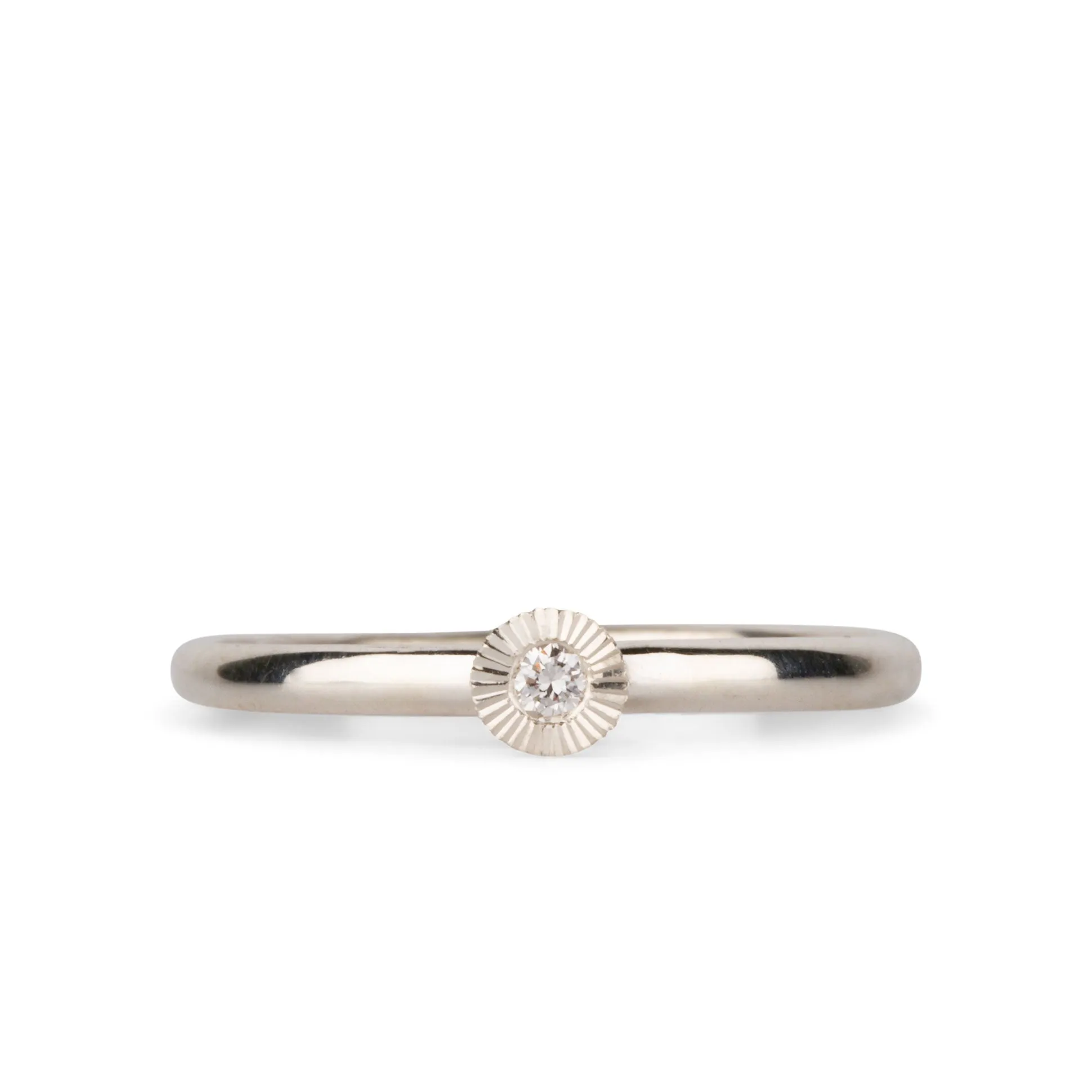 Small Aurora Diamond Stacking Ring in Silver