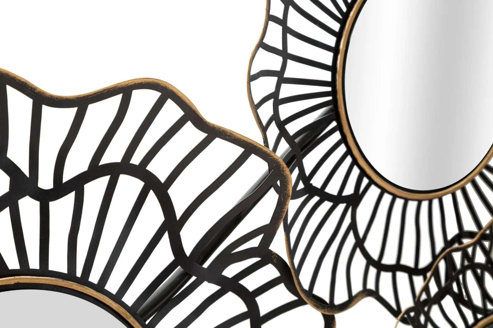 Small Round Wall Mirrors with Metal Floral Frames