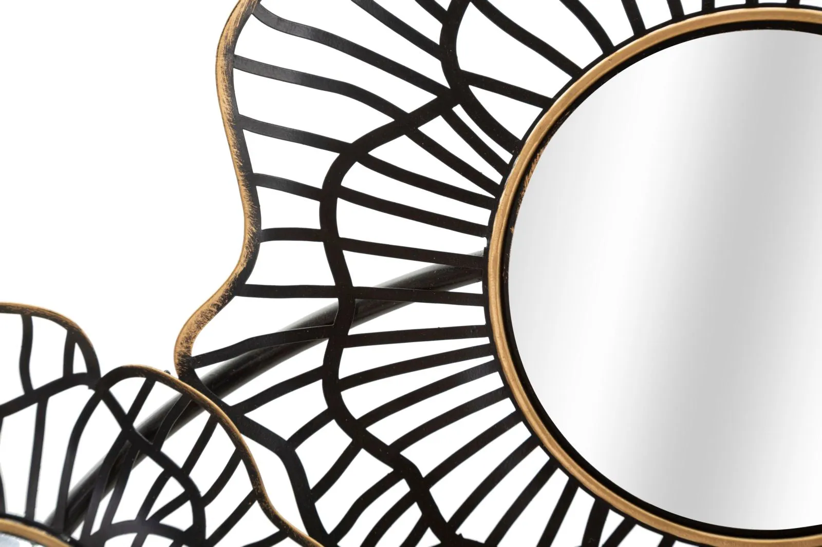 Small Round Wall Mirrors with Metal Floral Frames