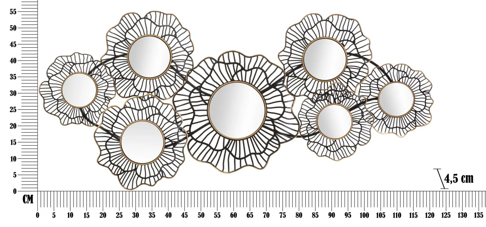 Small Round Wall Mirrors with Metal Floral Frames
