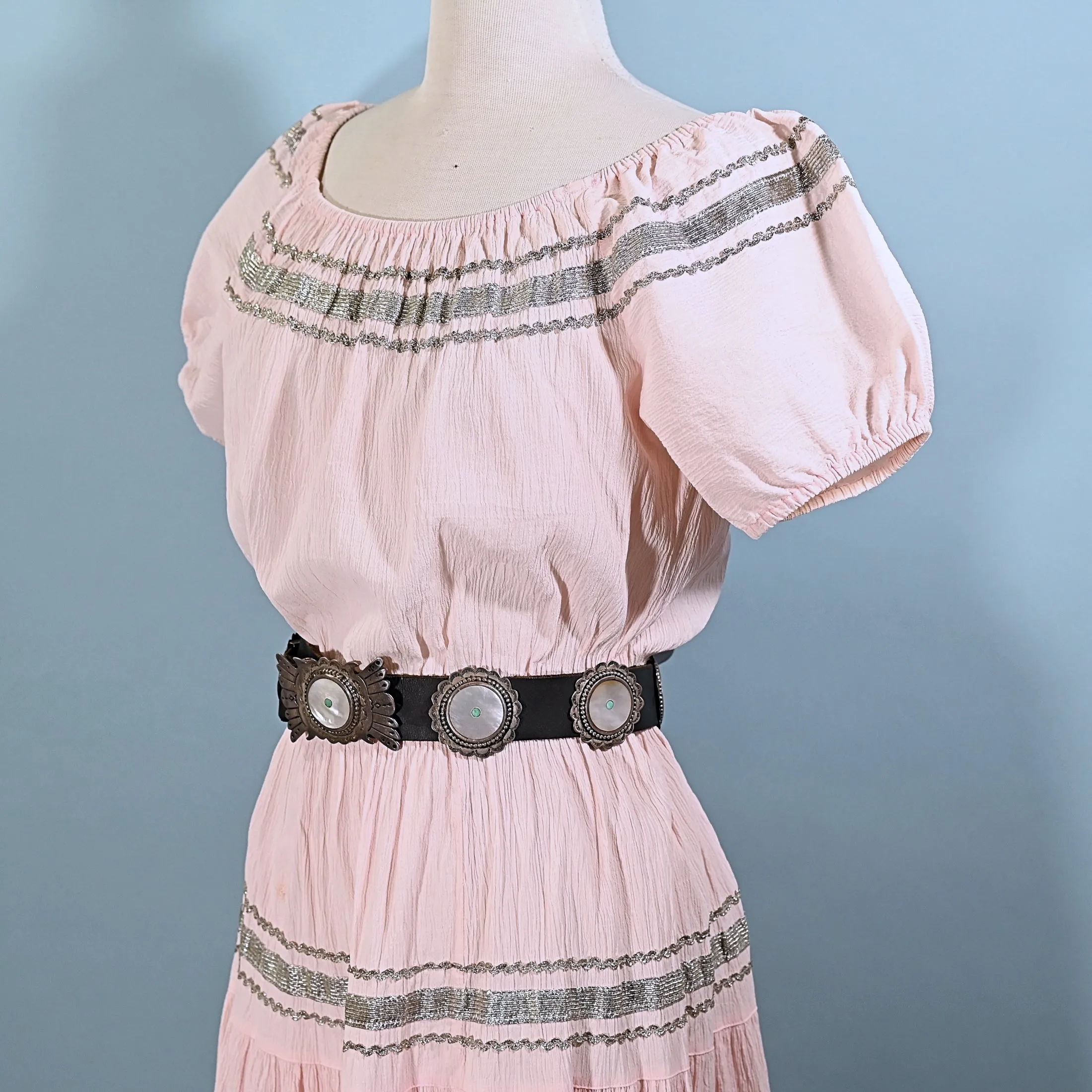 SOLD Vintage 50s Soft Pink Southwestern Patio Dress