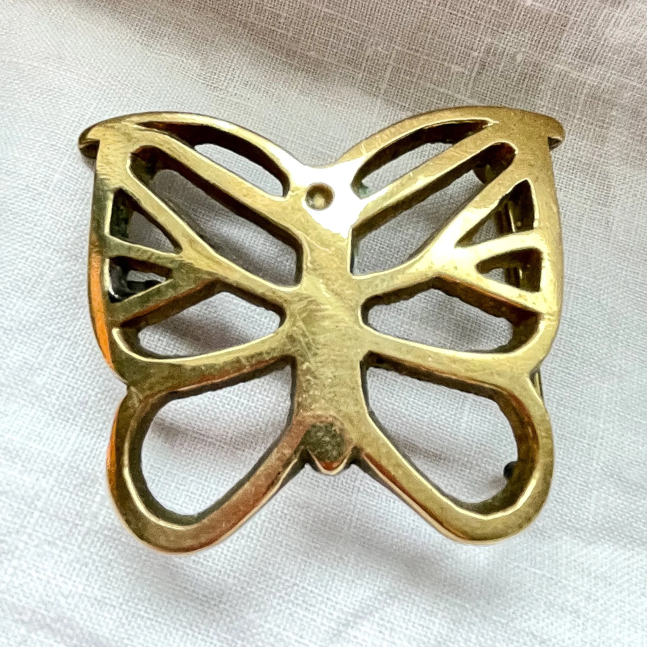 SOLD Vintage 60s/70s Butterfly Solid Brass Belt Buckle