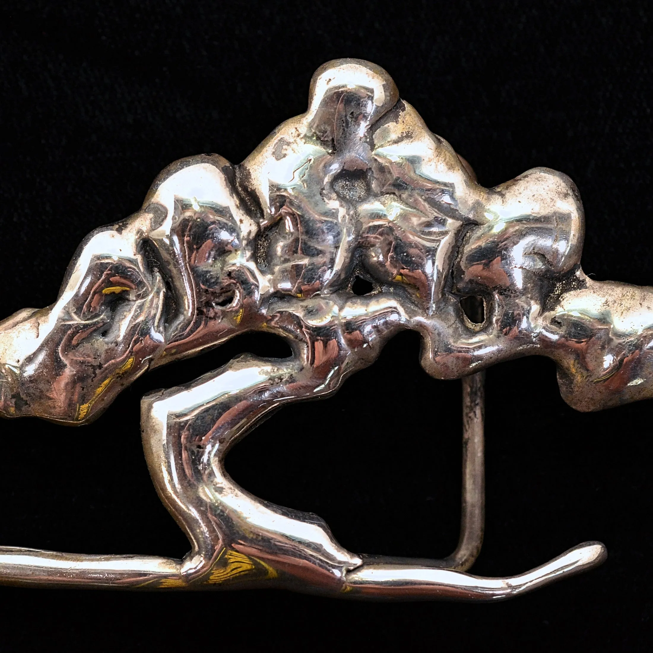 SOLD Vintage Artisan Sterling Studio Brutalist Modernist Abstract Belt Buckle, Tree Nature, 53 Grams