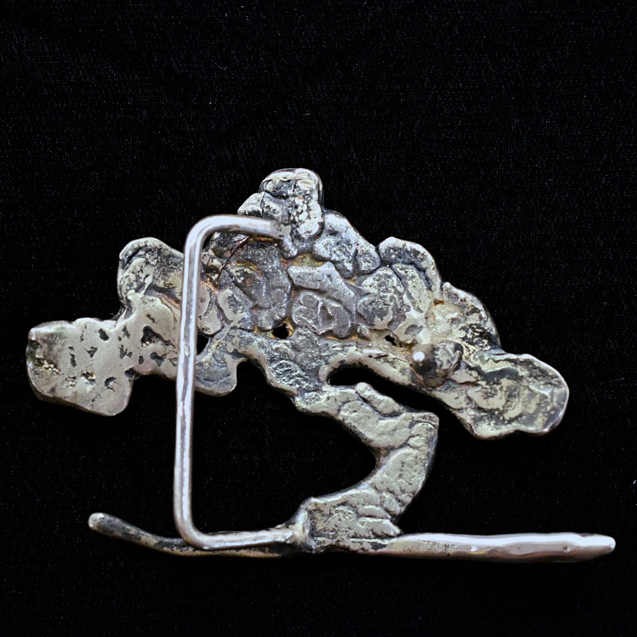 SOLD Vintage Artisan Sterling Studio Brutalist Modernist Abstract Belt Buckle, Tree Nature, 53 Grams
