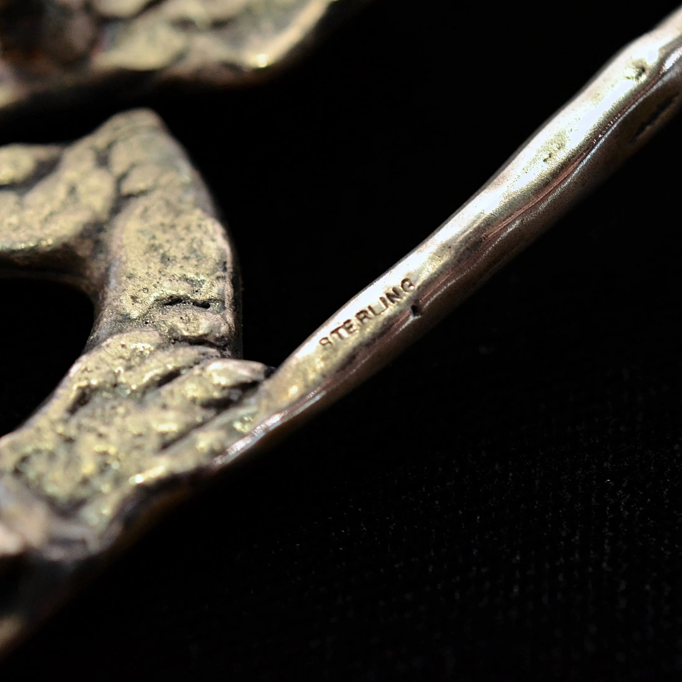 SOLD Vintage Artisan Sterling Studio Brutalist Modernist Abstract Belt Buckle, Tree Nature, 53 Grams