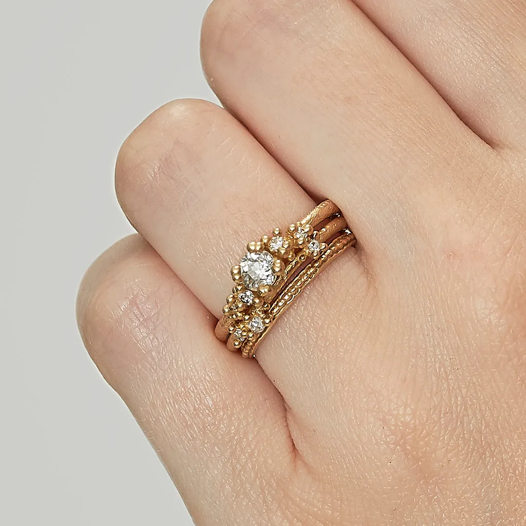 Solitaire Antique Diamond Encrusted Ring Stack