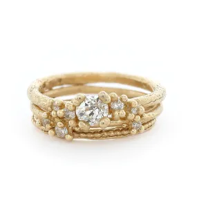 Solitaire Antique Diamond Encrusted Ring Stack