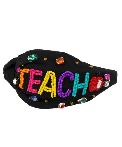 'Teach' Beaded Headband - Black