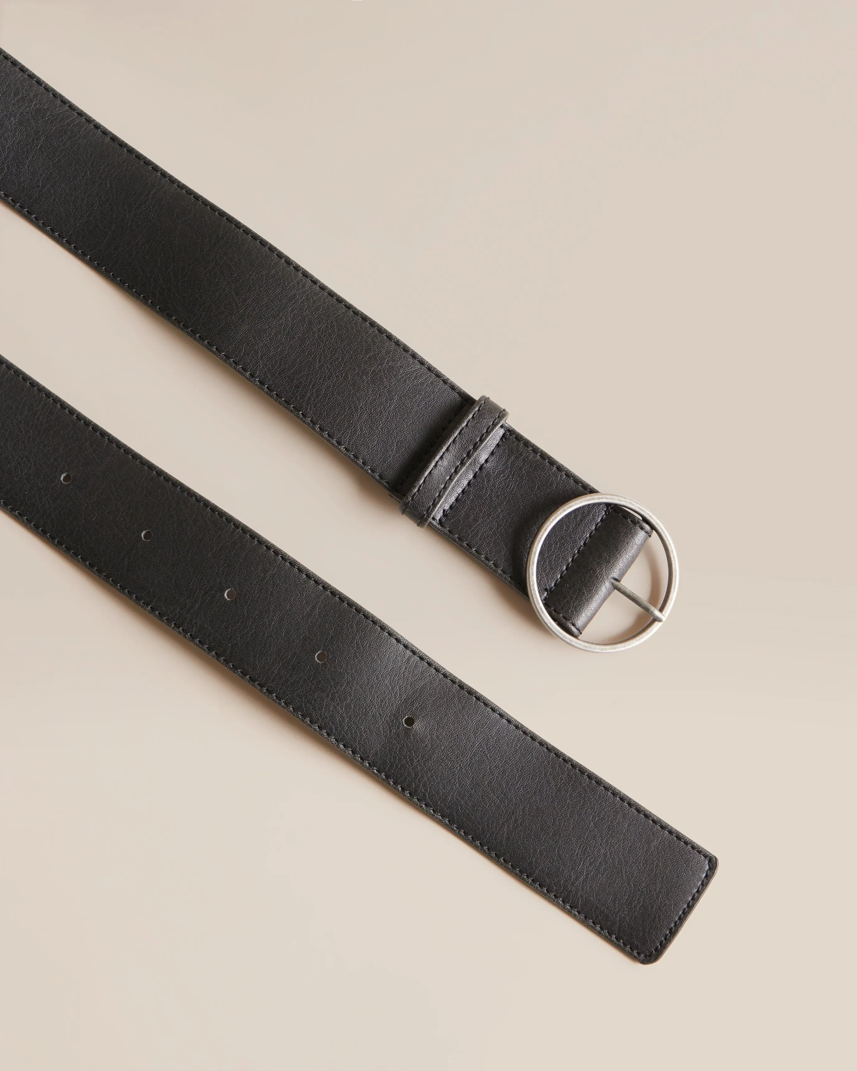 Vegan Leather Round Buckle Belt