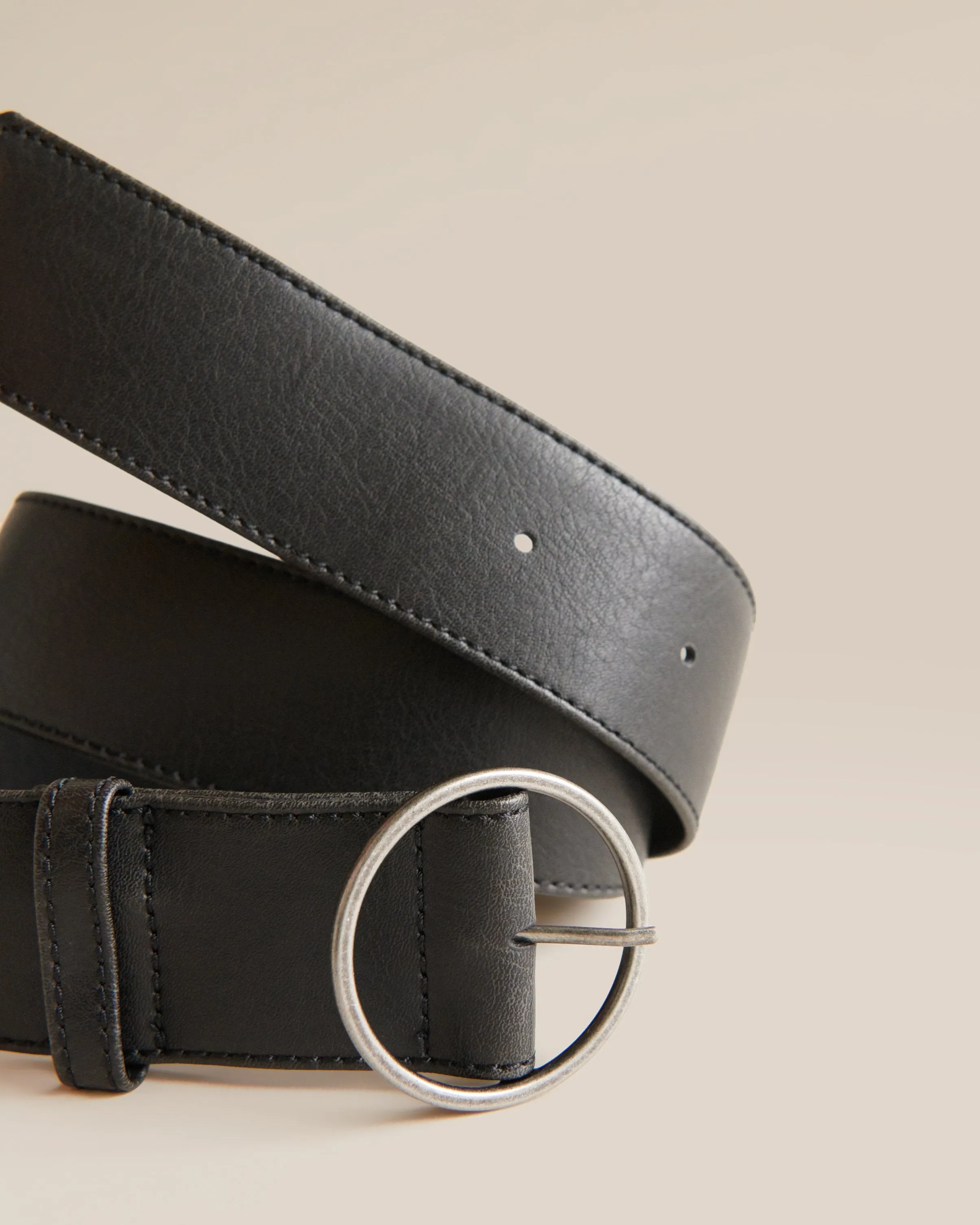 Vegan Leather Round Buckle Belt