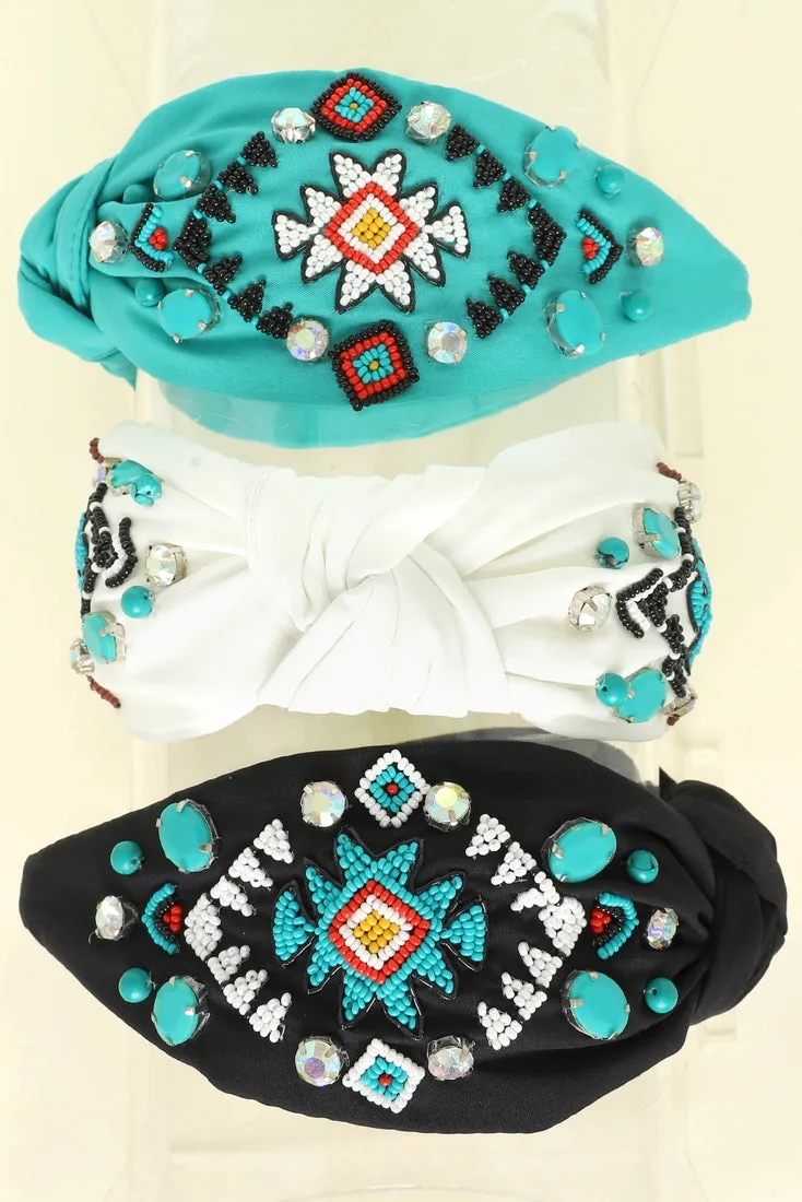 Western Aztec Beaded Headband