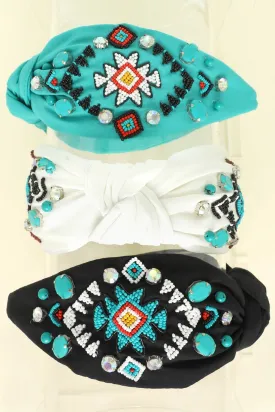 Western Aztec Beaded Headband