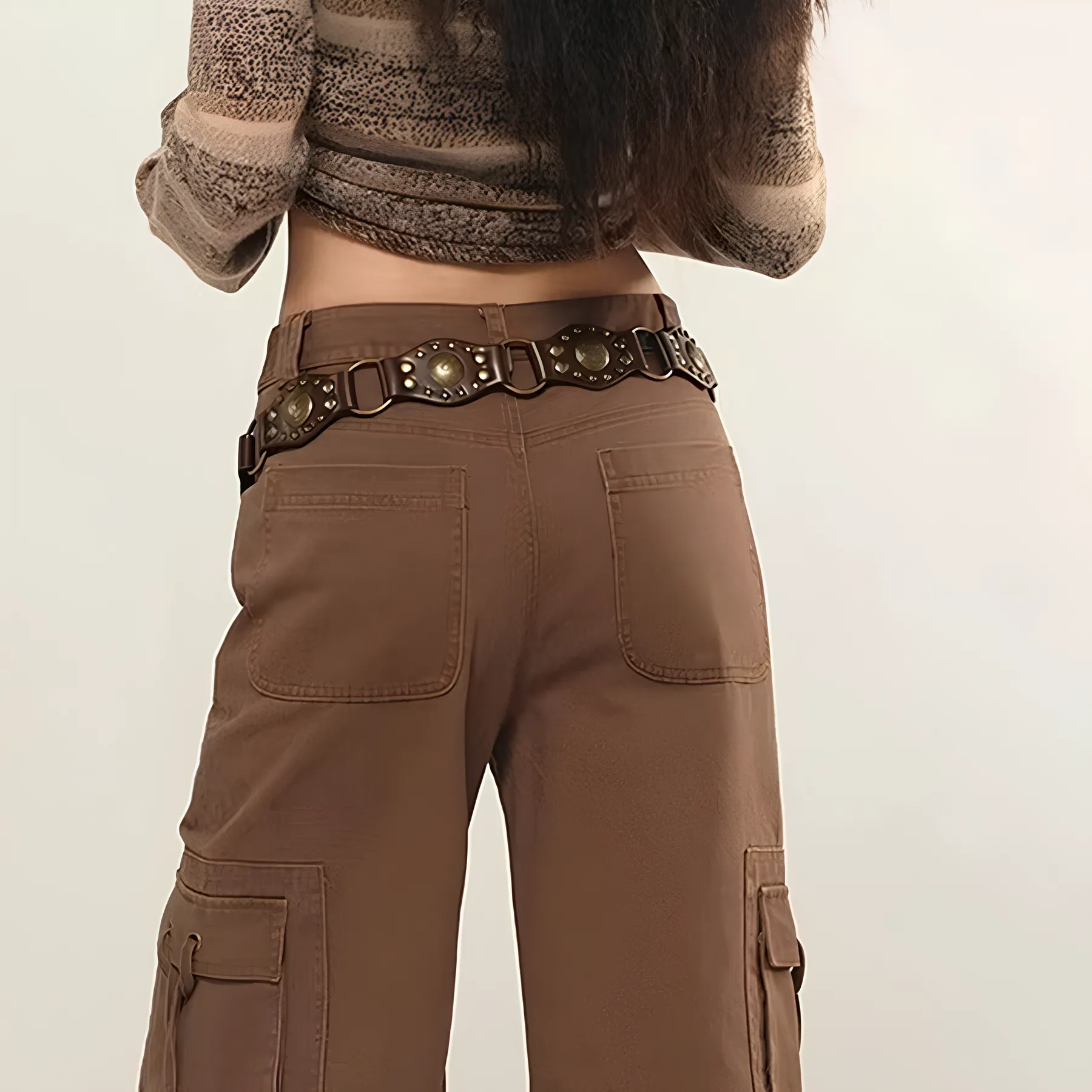 Western Cowboy Style Metal Buckle PU Leather Belt