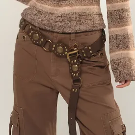 Western Cowboy Style Metal Buckle PU Leather Belt