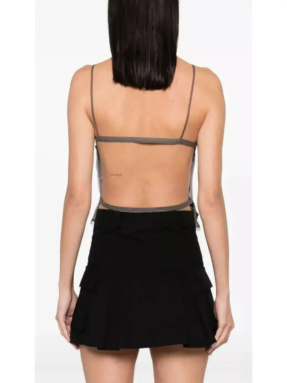 Women’s Backless Butterfly-Sequin-Applique Mesh-Overlay Top