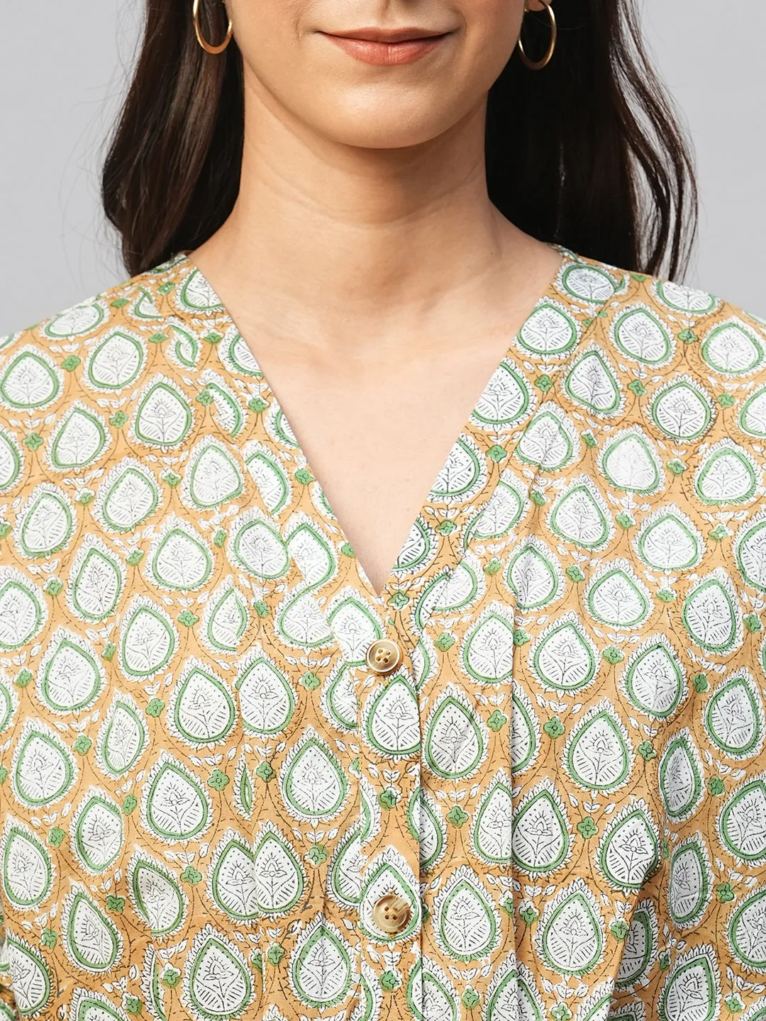 Women's Cotton Mustard Regular Fit Jumpsuit