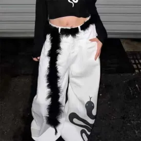 Y2K Punk Plush Fur Belt - Soft Fluffy Waist Chain for Hip Hop & Street Style