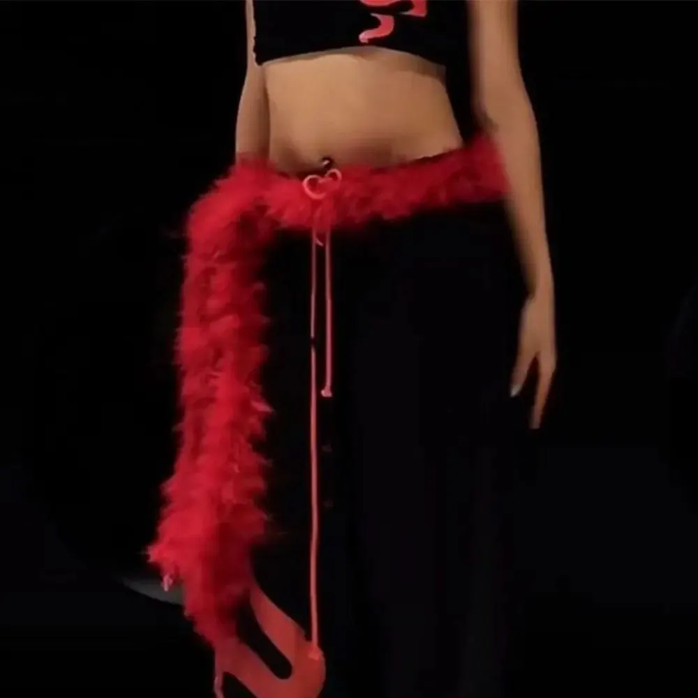 Y2K Punk Plush Fur Belt - Soft Fluffy Waist Chain for Hip Hop & Street Style